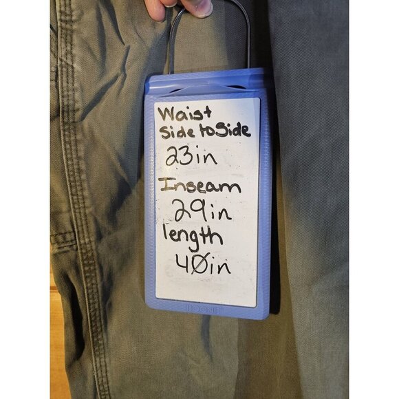 Carhartt Mens Cargo Pocket Carpenter Work Green Canvas Pants SZ 44 x 30 - Picture 6 of 12